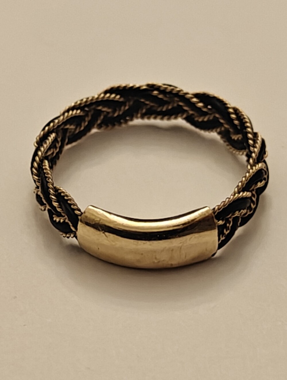 Antique Victorian Raj Era 14K Gold & Elephant Tail Hair Braided Band Ring